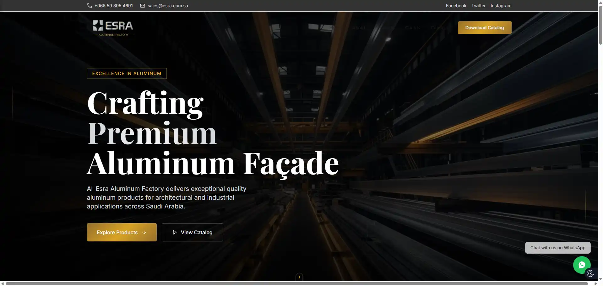 Al-Esra Aluminum Factory homepage – Trusted supplier for decorative Islamic-style aluminum trims and municipal projects.