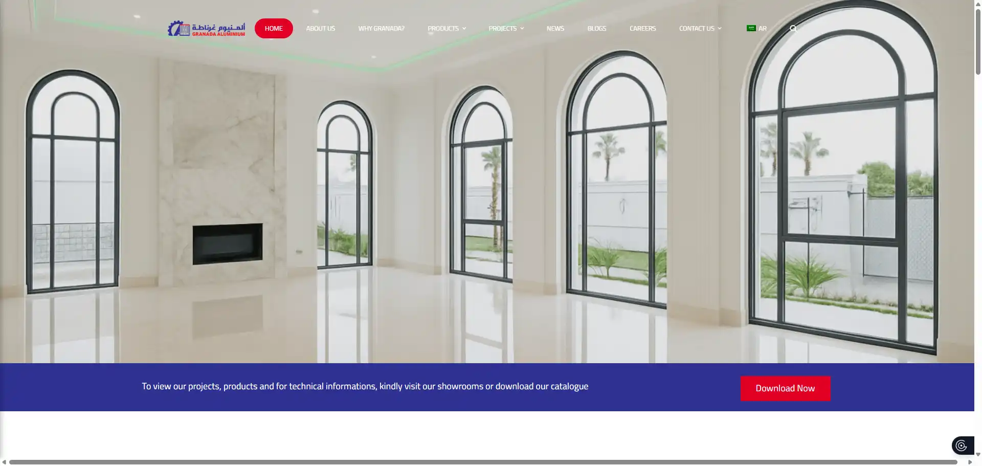 Granada Aluminum Factory homepage – Specialized in high-end custom architectural aluminum trim systems in Riyadh.