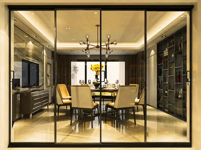 Ultra slim frame standard aluminum sliding door for luxury Saudi UAE villa dining room, modern open-concept interior exterior door