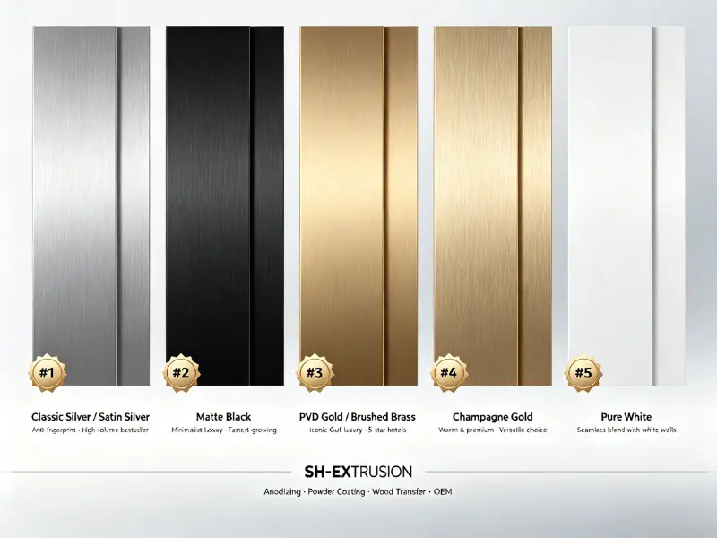 Top 5 most popular aluminum tile trim finishes and colors for UAE and Saudi Arabia construction markets