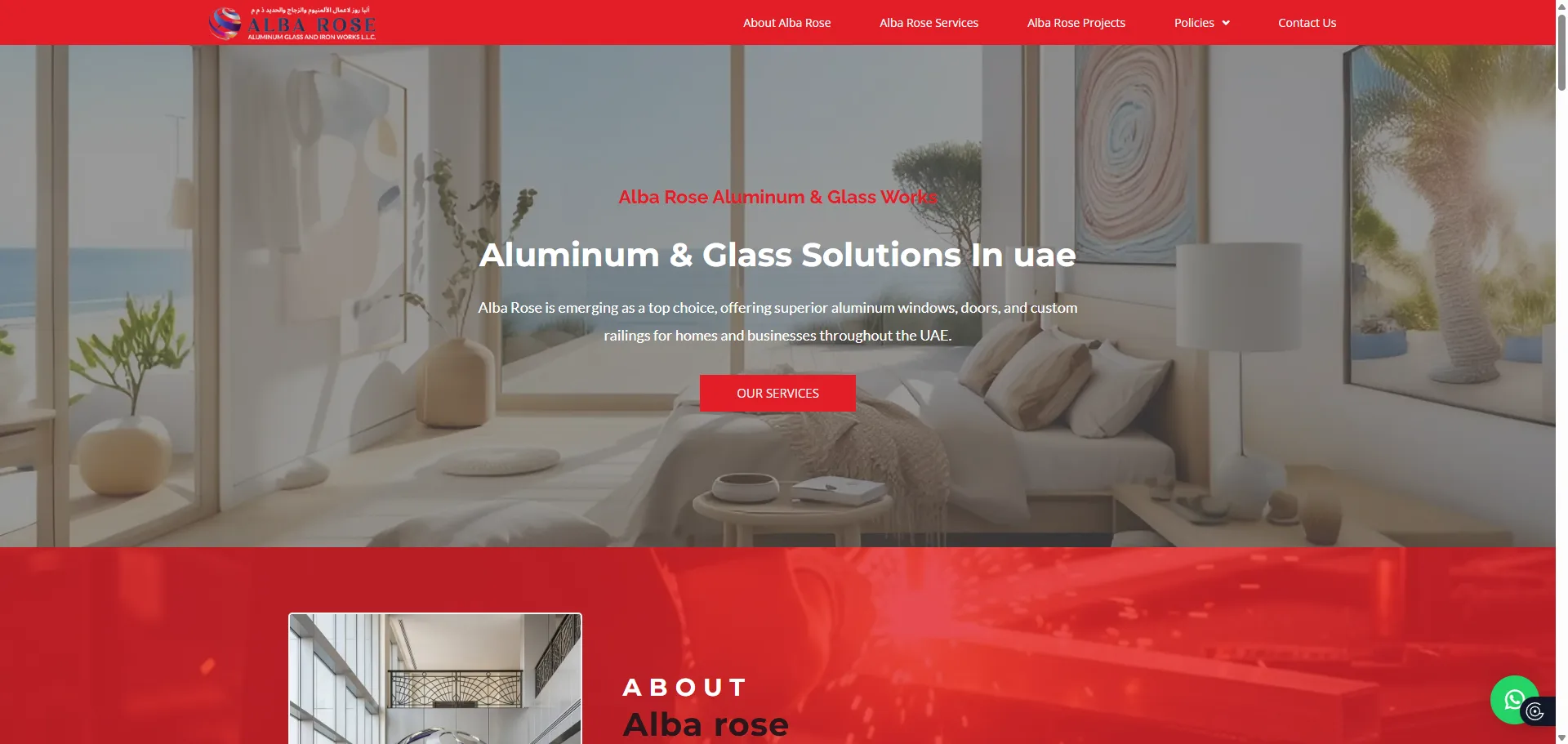 ألبا روز، حلول الألمنيوم والزجاج المتميزة في التصميم الداخلي في الإمارات العربية المتحدة